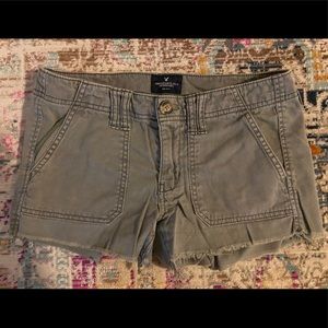Olive green mini cargo shorts from American eagle